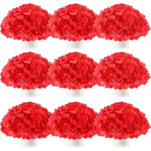 Tigeen 100 Pcs Hydrangea Artificial Flowers Bulk 7.48 Inch Artificial Hydrangeas with Removable Stems Faux Flowers Wedding Decor for Home Garden Party Decoration DIY Project (Red)