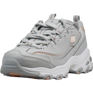 Skechers Womens D'Lites Fresh Start Memory Foam Lace-up Sneaker (6, Grey)