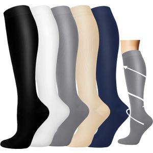 Hi Clasmix Graduated Compression Socks for Women&Men Wide Calf Comfort Best for Circulation,Pregnancy,Media,Nurse,Running,Travel (XX-Large-3X-Large, Multi011)
