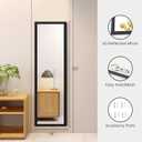Beauty4U Full Length Wall Mirror - Explosion-Proof, Rectangular Float Framed for Room Decor, 50" x 14", Black
