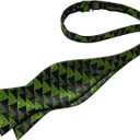 2 x DiBanGu Christmas Bow Ties for Men Xmas Self-tied Bowties and Pocket Square Set Festival Woven Bowtie Handkerchief (Black Green)