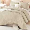 Litanika Khaki King Size Comforter Set, 3 Pieces Tufted Boho Farmhouse Bedding Comforter Sets, Lightweight Fluffy Comforter Bed Set for All Season (104x90In Comforter and 2 Pillowcases)