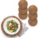 (Sizes:11.8"-13.5''-15") BLUEWEST Round Woven Placemats, 13.5'' Natural Wicker Straw Mats (Pack of 10), Hand-Braided Non-Slip & Heat Resistant Table Setting for Dining Table