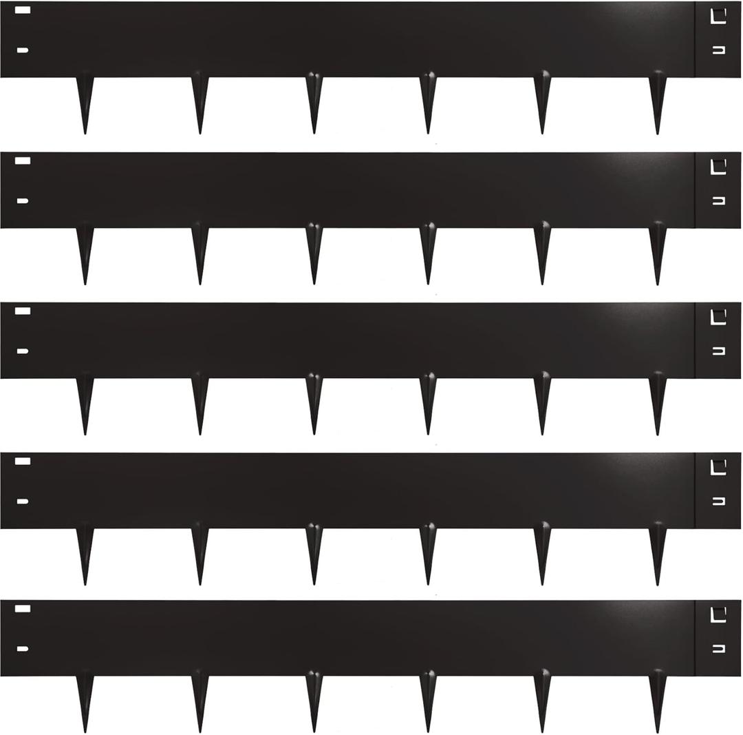 TMEE Landscape Edging Border 40 inch Strips, 6 inch Depth Hammer in Metal Edging for Landscaping, Backyard/Lawn/Garden/Playground, 5 Pack, Black