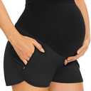 PACBREEZE Women's Maternity Shorts Over Belly Quick Dry Workout Athletic Running Shorts with Zipper Pockets XL