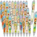 AmazingSpark 50 Pcs Catholic Pens, First Communion Religious Favors with Bible Verse, Smooth Writing Ballpoint Pens Catholic Saints Gift Bulk for End of Years Church Party Favors (Cartoon)