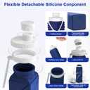 Popdigito Collapsible Water Bottles 2 Pack Compact Portable,Leakproof,Bpa-Free Silicone Bottles For Travel,Hiking,Camping,Gym,Outdoor Sports.Curable,Lightweight,Reusable For On-The-Go Hydration (Light Pink+Dark Blue)