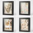 5x7 Shadow Box Picture Frames Set of 4, Black Shadow Box Frame with Linen Board, Wood Display Case with Plexiglass Cover, Ideal for Memorabilia Photos Flowers Medals