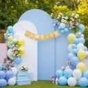 White and Blue Arch Cover 3 Set-7.2FT, 6.6FT, 6FT Arch Backdrop Cover Spandex Fitted 2-Color Fabric Stand Covers for Baby Shower Boy Birthday Party Graduation Banquet Photo Background Decorations