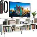 65" White TV Stand with Power Outlet for TVs up to 75", Large Entertainment Center with 8 Open Shelves,Media Console Table for Living Room/Entrance/Kitchen/Sofa Cabinet, Easy Assembly