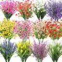 24 Bundles Artificial Flowers for Outdoor Decor - UV Resistant faux flowers with Eucalyptus & Fake Lavender Greenery Plants for Indoor Garden Patio Porch Window Box Home Outside Hanging Decoration