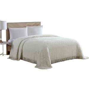Beatrice Home Fashions Medallion Chenille Bedspread, Full, Ivory