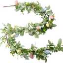 AOMOONOA 6 FT Easter Garland Artificial Egg Garlands with Green Leaves Easter Decorations for Home, Spring Decor for Mantle Fireplace Table Door