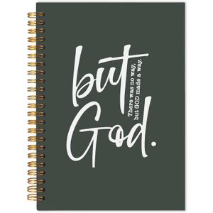 Inspirational Green Christian Bible Journals for Women Men, but God Christian Notebook, Prayer Journal for Women Men, Bible Notebooks for Note Taking, Spiral Notebook 5.5x8.3 with 164 Pages