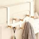 HomeBeyond Over The Door Hooks, Heavy Duty Double Bathroom Towel Rack, 8 Wooden Hooks, Door Hanger Holder for Coat Robe Hat Clothe Towels, Rack for Bathroom, Bedroom, Kitchen