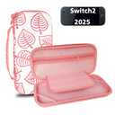 TIKOdirect Carrying Case for Nintendo Switch 2(2025), Shockproof Portable Travel Bag with with 12 Game Card Slots Inner Storage Bag for Switch 2 Console Joy-Con & Accessories, Animal Crossing Pink