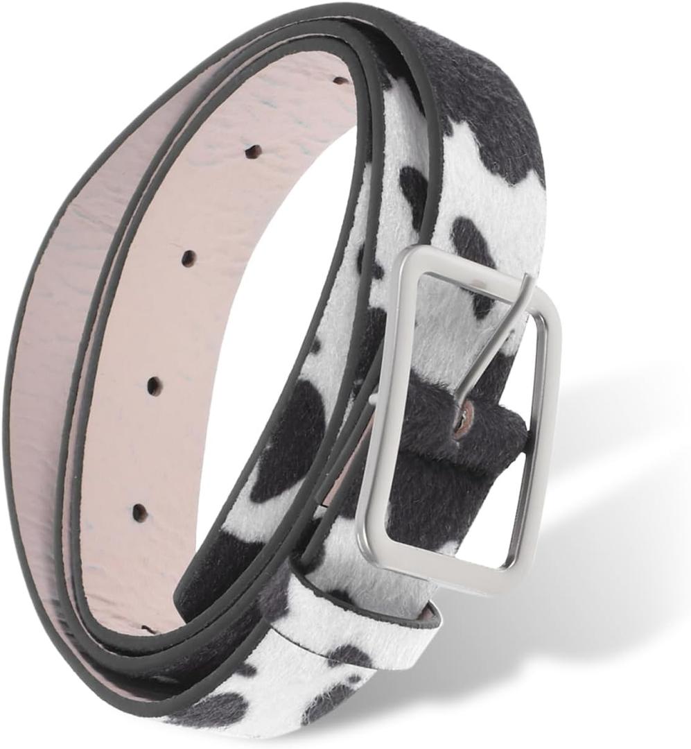 GALPADA Cow Print Belt for Women Adjustable Waist Belt Pu Leather Female Waist Decor for Jeans Dresses Street Wear Party Dance Performance 39.37 X 2.16 X 1.57 in