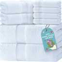 Luxury White Bath Towel Set of 8 Pieces - 100% Turkish Cotton 700 GSM Highly Absorbent Towels for Bathroom, 2 Bath Towels, 2 Hand Towels, 4 Washcloths