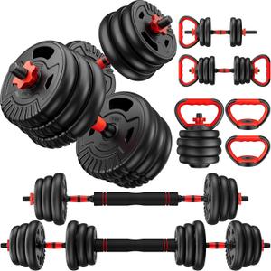 Adjustable Dumbbell Set,22lb Free Weight Set with Connector,5-in-1 Dumbbell Set for Barbells,Kettlebells,Push up Stand,Weight Plate,Fitness Exercises for Home Gym Suitable Men/Women, 22LB (11LB Pair)