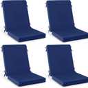 Summsun High Back Patio Chair Cushions Set of 4, Outdoor Dining Seat Cushion with Splash-Proof Removable Covers, Ties, Non-Slip Bottom for Garden Lawn Patio Furniture, 44 x 20 Inch, Navy