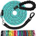 jenico Long Dog Leash 20FT: 3/8'' Heavy Duty Rope Leashes for Dogs Training with Lockable Hook Reflective Threads Bungee and Padded Handle - Dog Lead for Large Small Medium Dogs Outside Walking