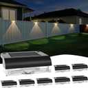 A.bigwhale Solar Fence Lights Outdoor, LED Solar Deck Light Waterproof, 8 Pack Balcony Lights Outside Solar Powered for Outdoor Stairs, Step, Railing, Yard, Patio Decor, Warm White