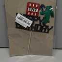 Happy Birthday Cake Topper, Pixel Style Cake Picks Decorations, Block Video Game Themed Cake Topper for Kids Boy and Girl, Black