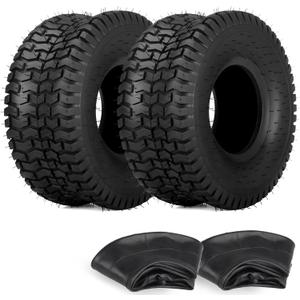 GICOOL 15x6.00-6 Tire and Inner Tube Set, TR-13 Straight Valve Stem, Replacement Riding Mower Front Wheel Assembly, 2 Pack