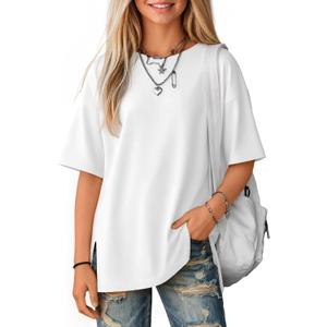 Yooo's Vivi Girls Oversized T Shirts Short Sleeve Crewneck Kids Summer Tops Teen Casual Basic Tees 5-14 Years