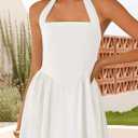 ZESICA Women's Summer Sleeveless Halter Midi Dress 2026 Off Shoulder High Waist Flowy Formal Wedding Guest Long Dresses (White, L)