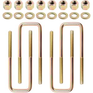 4-Piece Heavy Duty Rust-Resistant Square U-Bolts | 8.75" Length for 2.5" Wide Leaf Springs | Compatible with 1988-2019 Chevy Silverado 1500 & GMC Sierra 1500 | Complete Hardware Included
