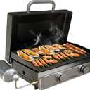 LERIKA 23" Tabletop Propane Gas Grilddle With Lid for Outdoor Kitchen Barbecue Grill, Non Stick Enamel/Durable Stainless Steel/1 Burner Portable Flat Top Grills