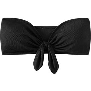 MakeMeChic Women's Bandeau Bikini Top Knot Front Strapless Swimsuit Bathing Tops, L, Black