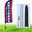 Buryeah 15ft Antiques Flags for Businesses Feather Flag Sign with Flagpole Ground Stake Portable Bag Antiques Signs Banner Set for Outside Business (multicBlue)