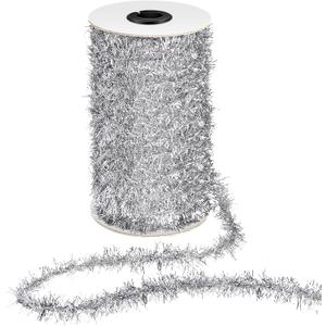 50 Yards Christmas Tinsel Garland Thin Glitter Metallic Holiday Twist Tinsel Garland Decoration for Christmas Tree Birthday Party Wedding Gift Wrapping Decorations Supplies(Silver)