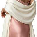 RIIQIICHY Women's Scarf Pashmina Shawls and Wraps for Evening Dress Bridesmaid Wedding Bridal Winter Warm Long Large Scarves (Ivory)