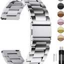 Fullmosa Watch Band, Quick Release Stainless Steel Replacement for Men Women, Metal Chain Watch Strap Width 16mm 18mm 19mm 20mm 22mm 24mm, Silver, 22mm (22MM(See Diagram))