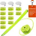Rivershine AC80RL3 Weed Wacker String, 0.08'' String Trimmer Line, Compatible with Ryobi 18V, 24V, 40V Weed Wacker (12 Replacement Spools, 3 Trimmer Caps)