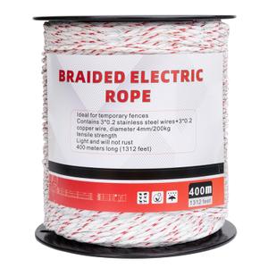 Electric Fence Wire 1312 ft 400m, 1/6 inch (4mm) Electric Fence Rpoe 6 Braided Copper and stainlee Steel Providing 4X More Conductivity Than polywire, High Strength 200kg,Temporary Fence for Horse (Red)