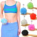 Star Brand Long Lasting Bath Sponge 6 Counts | 60g Heavy Bath Mesh Pouf with Suction Cup | Big Shower Sponge and Loofahs | Holding Up Bathing Exfoliator and Body Scrubber