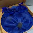 dressfan Wide Brim Fascinator Derby Hats for Women,20s Detachable Flower Hat with Headband for Derby Church Wedding Tea Party (Blue)