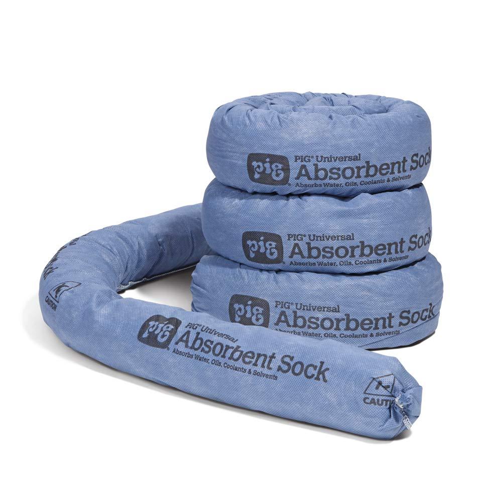 PIG Absorbent Sock | Water Absorbing Snake | 3" x 48" | 1-Gal Absorbency | Pack of 4 | PIG106 (3" x 48", Blue)