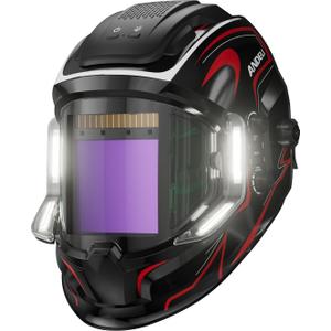 ANDELI Welding Helmet with 4 LED Light, Panoramic Large Viewing Screen 3.94"X3.74" True Color Auto Darkening Welding Helmet, 4 Arc Sensor 4/5-9/9-13 Type-C Charging