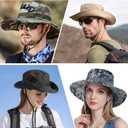 Sun Hats for Men Women Boonie Hat UPF 50+ Bucket Hat Wide Brim UV Protection Fishing Hiking Safari Outdoor Hats (1pack-green)