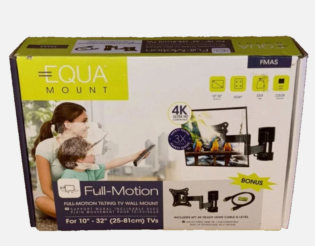 EQUA FULL MOTION TILTING TV WALL MOUNT BRACKET SWIVEL 10"-32" IN LED LCD NEW