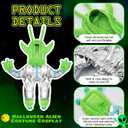 Huhumy Green Alien Costume for Small Dog, Medium Dog Halloween Astronaut Outfits Alien Pet Costume Cute Hooded with Reflective Outfits for Puppy Kitten Halloween Cosplay Party(M)