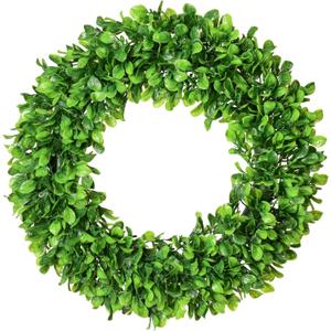 Lvydec Artificial Green Leaves Wreath - 20" Large Boxwood Wreath for Front Door Wall Window Farmhouse Decoration