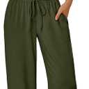Trendy Queen 2 Piece Matching Summer Sweatsuit Lounge Set Womens Wide Leg Pants Side Ruching Crop Top Sets (Green, M)