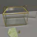 NCYP Small 10.2" x 5.9" x 7.9" Glass Cards Box with Slot and Lock for Wedding Reception - Home Birthdays Party Geometric Decorative, Gold - Slot Length 6.3 Inches (Glass Box Only)