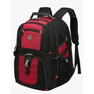 Extra Large 50L Travel Laptop Backpack with USB Charging Port, College High School Backpack Airline Approved Business Work Bag Fit 17 Inch Laptops for Men Women,Red